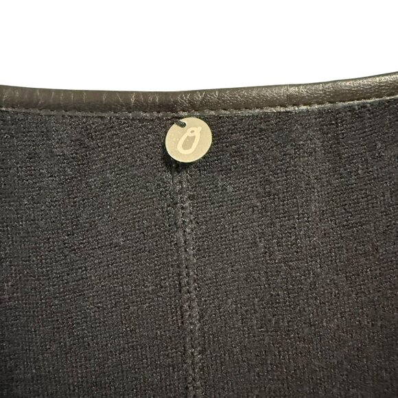 Alice + Olivia Air‎ Black Lamb Leather Trimmed Blouse Size M - Picture 9 of 12